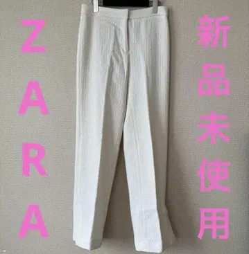 미사용 새상품 ZARA 밑단 슬릿 트위드 와이드 팬츠