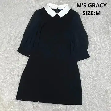 엠즈 그레이시 화이트 카라 소매 시어 원단 원피스 일본제 36 블랙 포멀