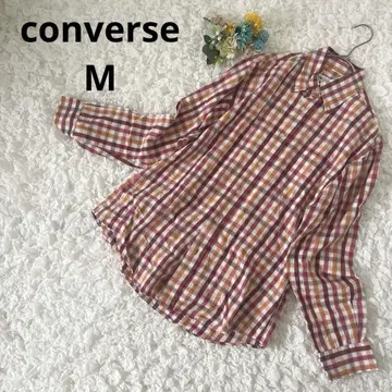 컨버스 남성용 셔츠 겉옷 체크 무늬 버튼 다운 면 M 얇은 소재