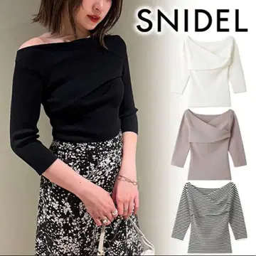 SNIDEL 크로스 리브 니트 풀오버