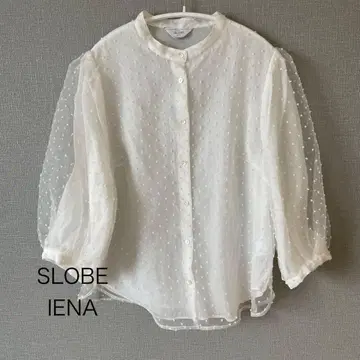 [ 미사용품 ] SLOBE IENA 오간자 블라우스 화이트