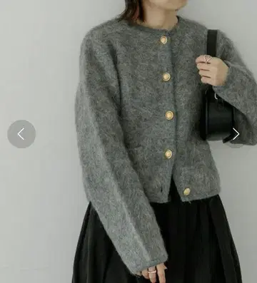 알파카 샤기 GOLD 버튼 가디건 GRAY 어반 리서치