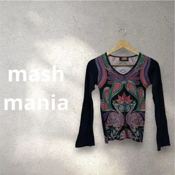 [지고의 일품] MASH MANIA 정열의 오리엔탈 피콕 패턴 V넥 롱T