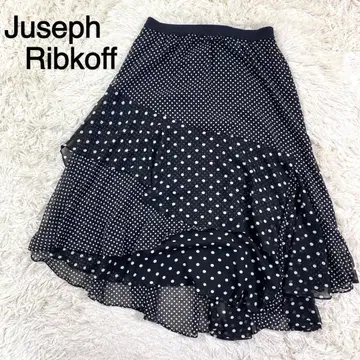 Juseph Ribkoff 블랙 컬러 도트 무늬 플레어 스커트