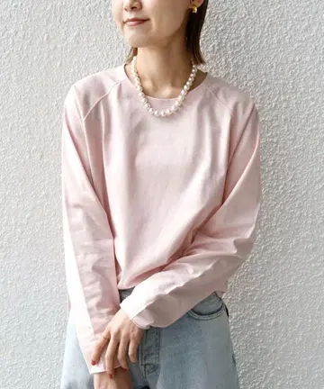 ships [ 손세탁 가능 ] 베이스볼 TEE 티셔츠 롱t 핑크