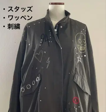 H&M 밀리터리 자켓 카키 스터드 자수
