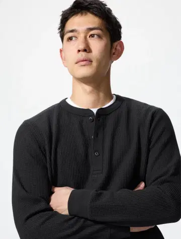 유니클로 와플 헨리넥 T셔츠