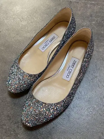 JIMMY CHOO 글리터 플랫슈즈