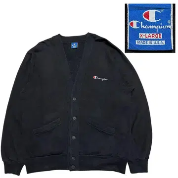 90s USA제 챔피온 맨투맨 가디건 블랙 XL