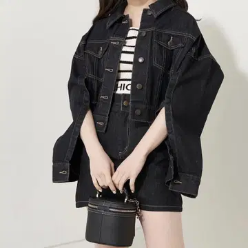 Chico 소매 슬릿 데님 자켓