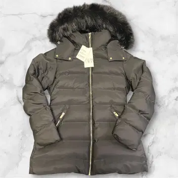 [택 포함 새상품] ZARA 다운 자켓 블랙 퍼 포함 허리 조정