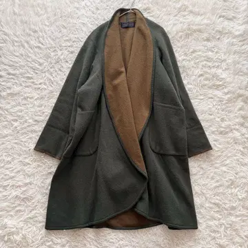 요건 레일 롱 코트 가디건 M 두꺼운 원단 그린 녹색 울