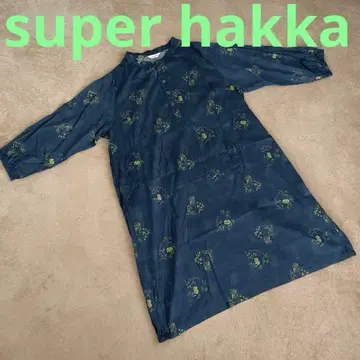 새상품급 Super hakka 네이비 꽃무늬 셔츠 원피스 빅 사이즈