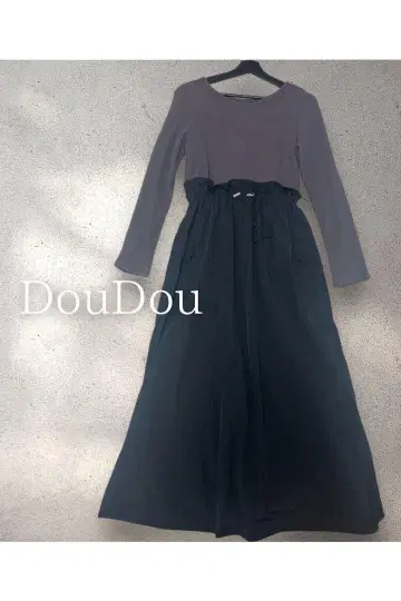 DouDou 브라운 x 블랙 롱 원피스