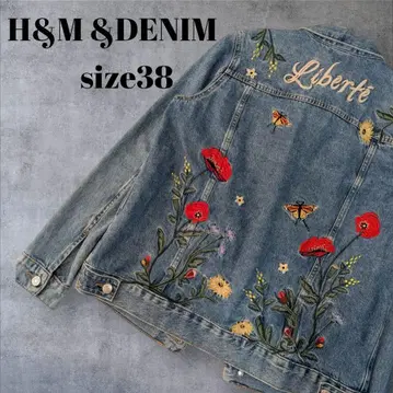 H&M &DENIM 자수 데님 자켓 G 꽃 나비 구제 의류