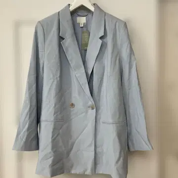 미사용 H&M 라이트 블루 더블 버튼 테일러드 자켓 M