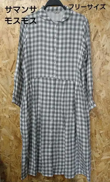 그레이 체크 부드러운 면 더블 거즈 사만사 모스모스 원피스 F 사이즈