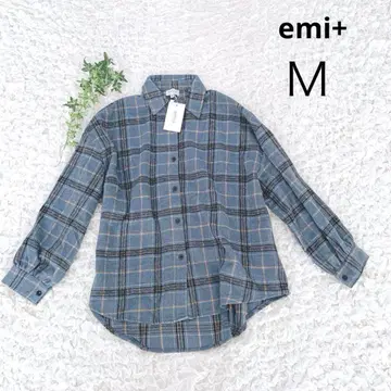 emi+ 에미+ 플란넬 셔츠 오버 사이즈 여성용 [ M ] 체크 무늬
