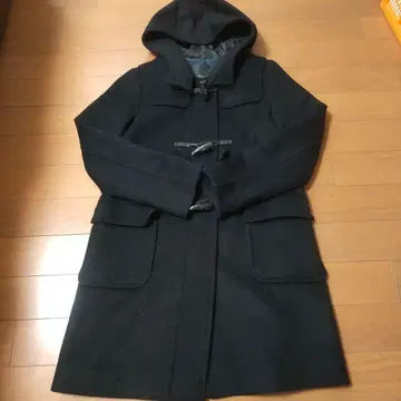 블랙 더플 코트 후드 부착