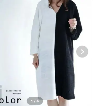 antiqua 안티카 패턴 토르소 바이컬러 원피스