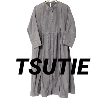[ TSUTIE ] 코튼 100% 롱 원피스 그레이