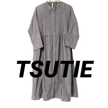 [ TSUTIE ] 코튼 100% 롱 원피스 그레이