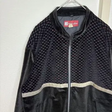 벨로아 자켓 블루종 빈티지 블랙 체크 무늬 90s