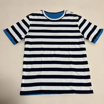 Y-3 보더 리버서블 티셔츠 네이비 라이트 블루