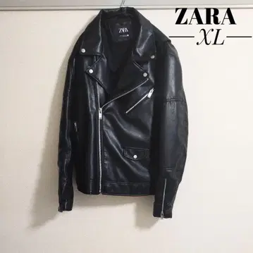 ZARA 블랙 가죽 라이더 자켓 XL