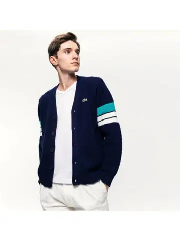 Lacoste 라코스테 라이트 코튼 V 가디건 네이비