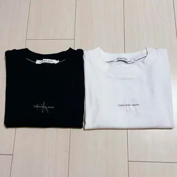 캘빈 클라인 진스 반팔 크롭 T셔츠 2종 세트