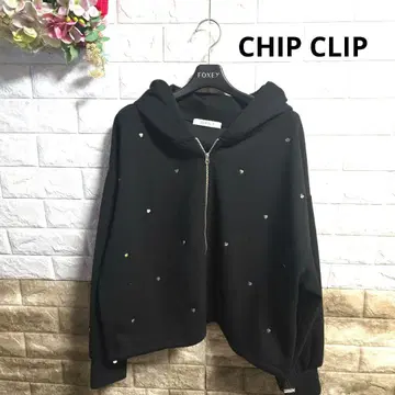 블랙 지퍼 후드 파카 자켓 하트 비쥬
