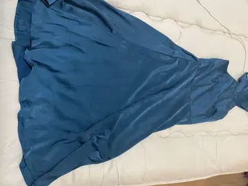 새틴 플레어 스커트 파랑