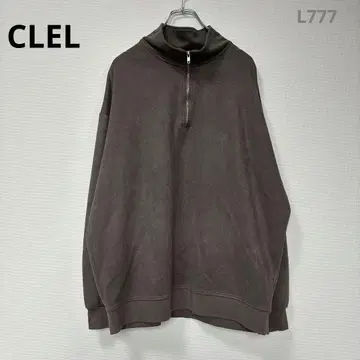 클레르 상의 긴팔 하프 지퍼 L 브라운 오버 사이즈 캐주얼