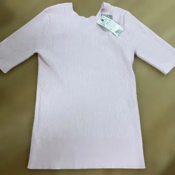PLST 핑크 리브 반팔 T셔츠 M 사이즈