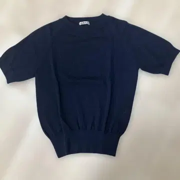 AURLEE 네이비 반팔 니트