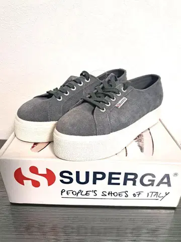 [ 미사용 ] SUPERGA 그레이 통굽 스니커즈 24cm