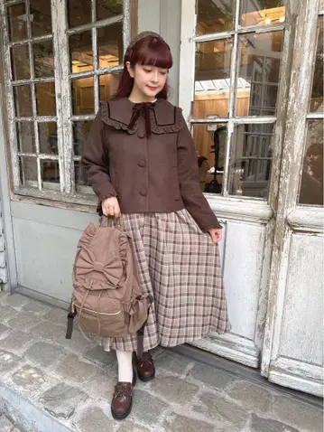 브라운 플리스 자켓 큰 카라 부착