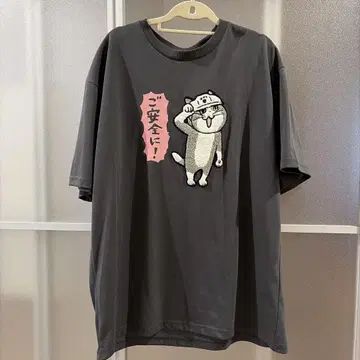 일하는 고양이 요시! 티셔츠 4L 곰미네 짙은 그레이색