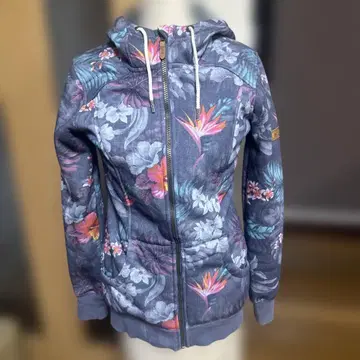 ROXY 꽃무늬 플리스 안감 후드티