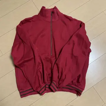 reformed 빨간색 하프 지퍼 저지