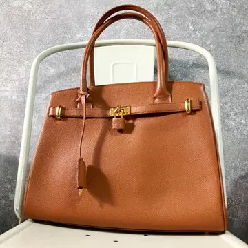 La moda Elegance 핸드백 카멜 가죽 골드 금장 장식