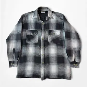 신비로운 배색 90s 옴브레 화이트 블랙 플란넬 체크 셔츠 퀼팅