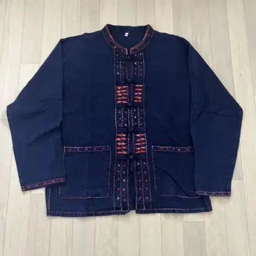 태국 모홈 셔츠 자수 핸드메이드 인디고