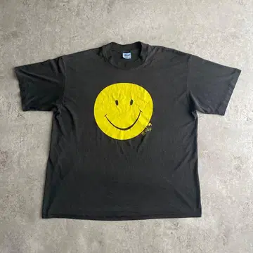 80s 90s 스마일 T셔츠 블랙 블랙 USA XL