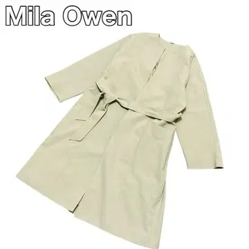 Mila Owen 새시 벨트 부착 A 라인 노카라 코트