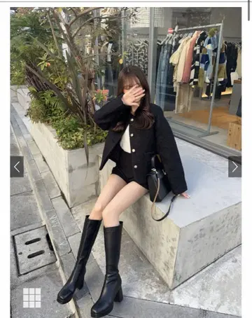 GRL 링 울 노카라 자켓