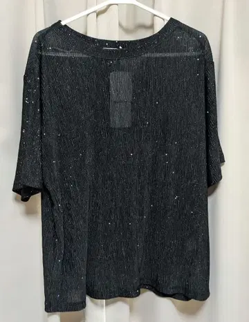 DISCOAT 라메 믹스 블랙 반팔 셔츠 M