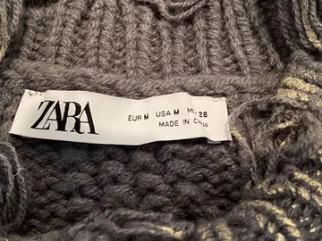 ZARA 케이블 니트 스웨터 M 그레이 (그레이 골드)