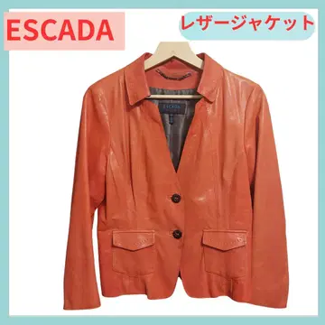 세일! ESCADA 에스카다 가죽 자켓 오렌지 천연 가죽 가벼운